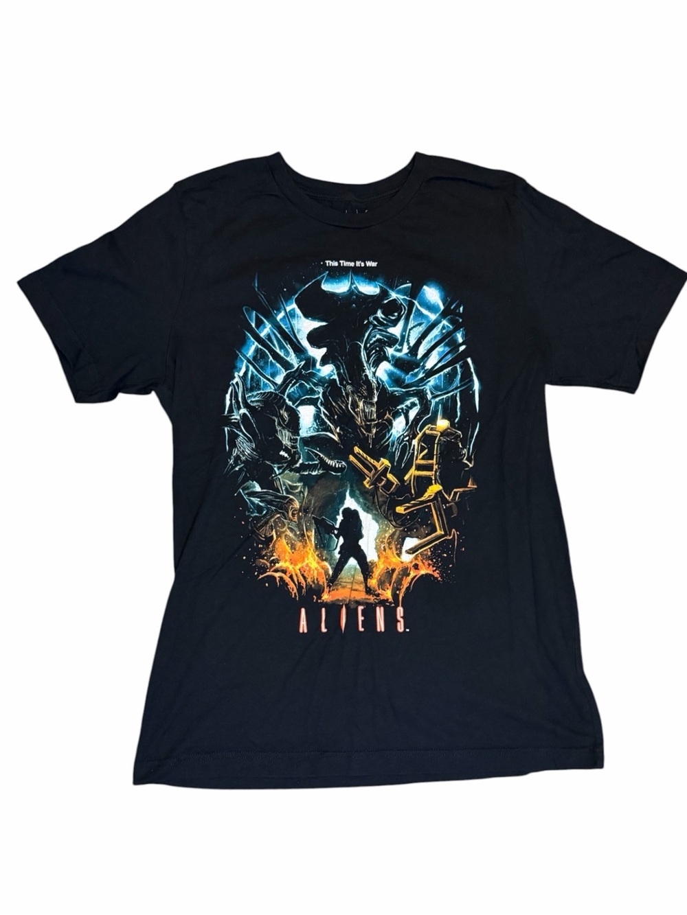 Aliens Movie Graphic Tee Size Large Sci-Fi Horror Xenomorph Black Shirt